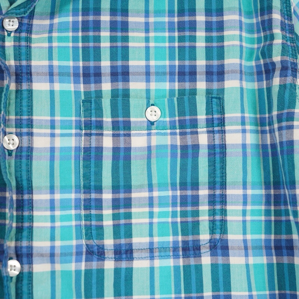 LL Bean Shirt Mens XL RG Blue Green White Short Sleeve Button Up Gorpcore - Picture 5 of 7